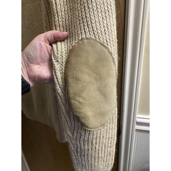 Vintage James Pringle Pure British Wool Sweater Suede Elbow & Shoulder Patch L - Picture 12 of 14